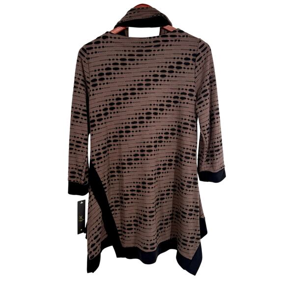 NEW NWT IC by Connie K Medium Brown Black Wearable Art to Wear Blouse Shirt Top - Picture 7 of 7